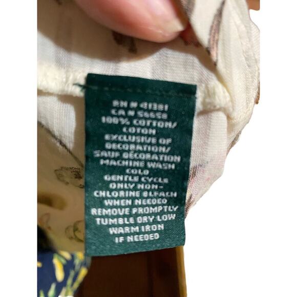 Ralph Lauren Cream Floral Blouse with Tie Sleeves Size L - Picture 8 of 9